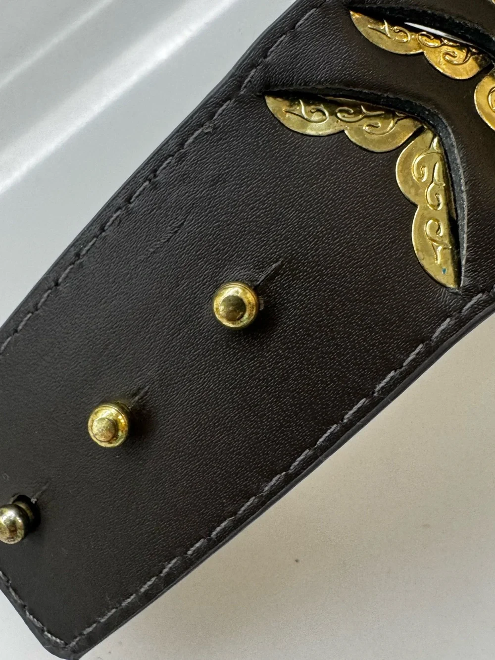 H&M Gray Belt with Gold Chevron Embellishments